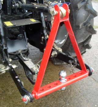 Kugelkopfkupplung 3 Punkt, Kugelkopfbolzen bis 3,5 T + Ackerschiene 770mm mit 3 Punkt-Aufnahme als Anhängerkupplung Rangierhilfe