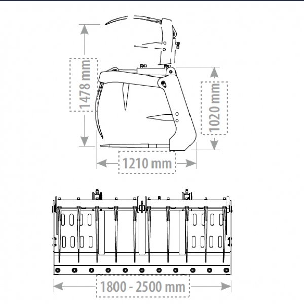 Krokodilzange, Greifzange, Greifer, Krokodilgebiss, Mistgabel, Silozange für Frontlader mit Euro-Aufnahme